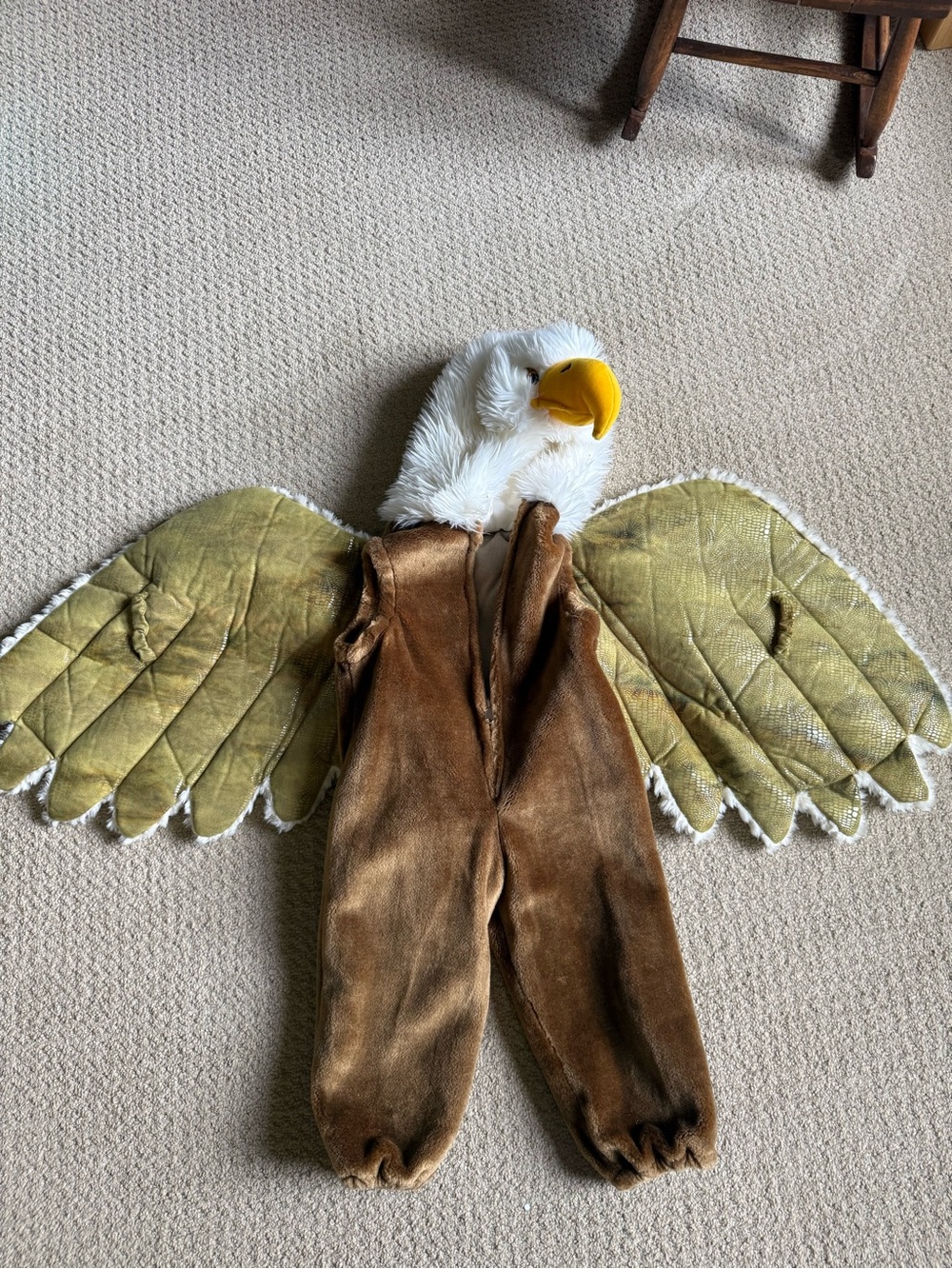 Brown Eagle Kids Costume with Yellow Beak and Green Wings